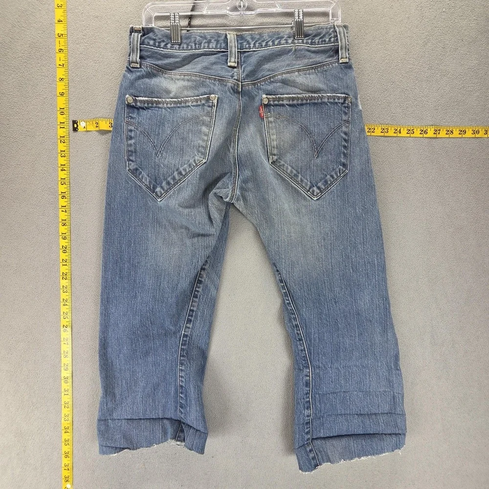 Vintage Levis Engineered Jeans Mens Blue Twisted Altered Raw Hem Fits 29x20